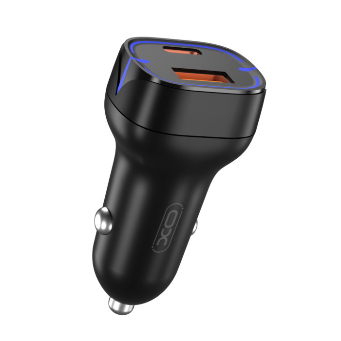 Авто адаптер XO CC37 1USB PD+QC3.0 20W Швидка зарядка (Чорний)