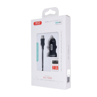 Автомобільний ЗП XO TZ08 Mini Micro 2USB 2.1A (Чорний)
