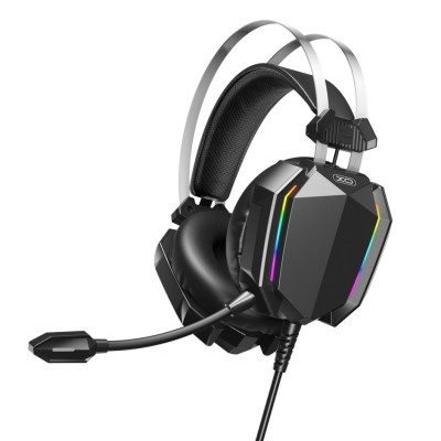 Навушники XO GE-07 Static RGB Long mic Gaming USB+Dual 3.5mm (Чорний)