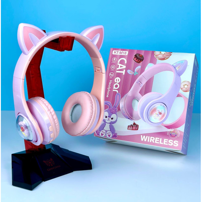 Навушники CAT EAR KT-M18 Bluetooth RGB Light (Бузковий)