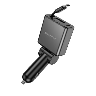 Авто адаптер Borofone BZ33 Auspicious PD60W з кабелем Type-C (Чорний)