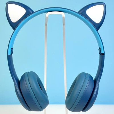Навушники Cat Ear P47M Bluetooth з підсвічуванням RGB Light (Синій)