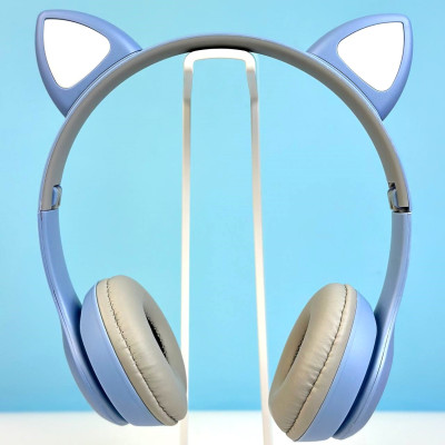 Навушники Cat Ear P47M Bluetooth з підсвічуванням RGB Light (Блакитний)