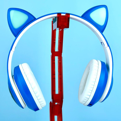 Навушники Cat Ear STN-28 Bluetooth з RGB підсвічуванням (Синій)