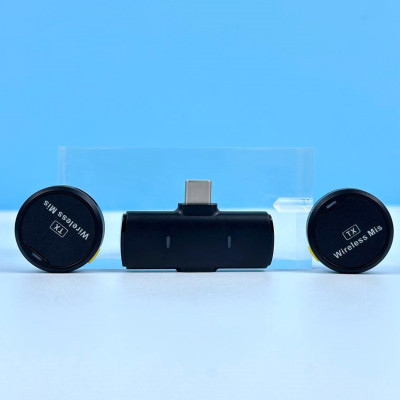 Бездротовий подвійний петличний мікрофон TX-2 Type-C з зажимом (Чорний)