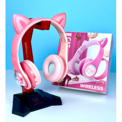 Навушники CAT EAR KT-M18 Bluetooth RGB Light (Рожевий)