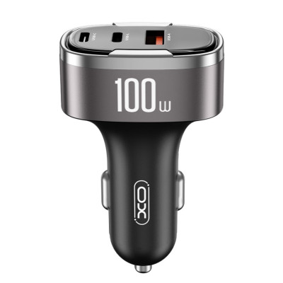 Авто адаптер XO CC61 USB+Type-C+Lightning PD100W (Чорний)