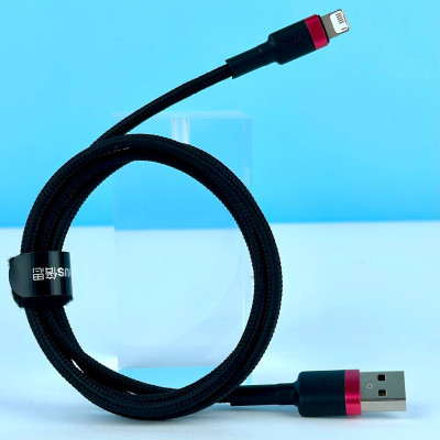 Data Кабель Lightning Baseus Cafule 2.4A 1m (Чорно-червоний)