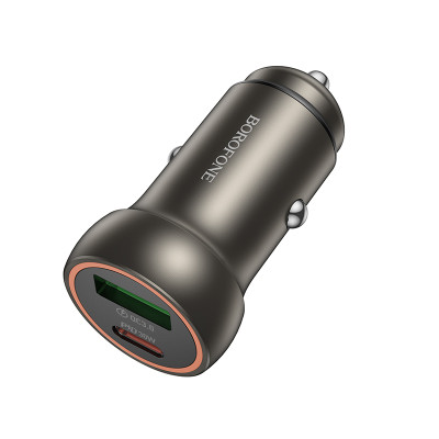 Авто адаптер Borofone BZ32A Fresh PD30W+QC3.0 (Сірий)