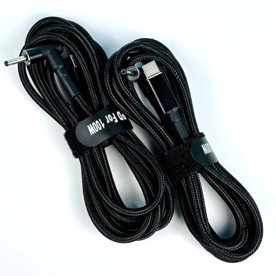 Кабель живлення для ноутбука 100W Type-C to DC 3.0 мм x 1.1мм Acer, Asus, Samsung (Чорний)