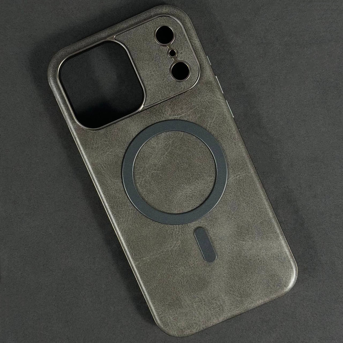 Накладка Leather Magnetic Case with Metal Frame IPhone 17 Pro (4)